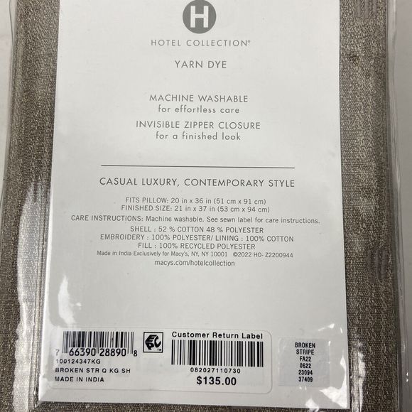 Hotel Collection Set Of 2 King Yarn Dye Shams NEW - Picture 6 of 7